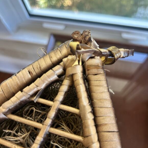 Vintage Wicker Birdhouse with Moss Fill – Hinged Opening – 11” Tall - Picture 10 of 15